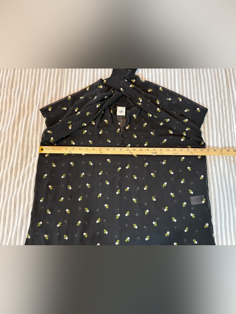 Cabi Sheer Embroidered Floral Blouse Size Small Black Long Sleeve Boho Top - Picture 6 of 14